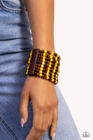 Paparazzi R and R - Yellow Wood Bracelet