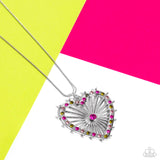 Paparazzi Flirting Ferris Wheel - Pink Heart Necklace