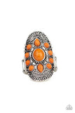Paparazzi Stone Sunrise - Orange Stone - Silver Studded Filigree - Ring