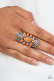 Paparazzi Stone Sunrise - Orange Stone - Silver Studded Filigree - Ring