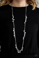 Paparazzi Miami Mojito - White Beads - Silver Chain Necklace and matching Earrings - The Jewelry Box Collection 