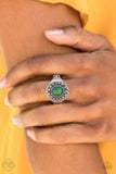 Paparazzi Please and Thank You Green Bead - Antiqued Silver Studs - Ring - Fashion Fix Exclusive September 2019
