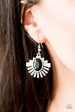 Paparazzi Miss You-niverse Black - Silver Necklace and matching earrings