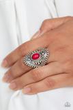 Paparazzi Rogue Ramble - Red Bead - Silver Frame - Ring