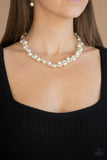 Paparazzi Uptown Opulence - White Necklace and Matching Earrings