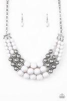 Paparazzi Dream Pop - White Beads - Silver Necklace and matching Earrings