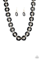 Paparazzi Fashionista Fever - Black - Hexagon Acrylic Frames - Necklace and matching Earrings