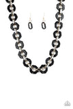 Paparazzi Fashionista Fever - Black - Hexagon Acrylic Frames - Necklace and matching Earrings