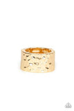 Paparazzi Self-Made Man - Gold - Thick Band - Hammered Ring - Men's Collection