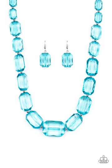 Paparazzi ICE Versa - Blue Acrylic - Necklace and matching Earrings