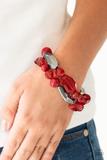 Paparazzi Rockin Rock Candy - Red and Gunmetal Beads - Stretchy Bracelet