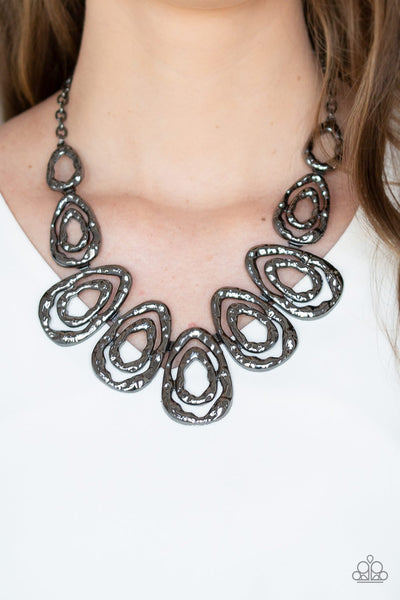 Paparazzi Terra Couture - Black Necklace and matching Earrings