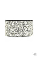 Paparazzi The Halftime Show - Silver - Rhinestones / Leather - Bracelet - Life of the Party Exclusive - January 2020