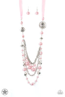 Paparazzi All The Trimmings - Pink Pearl Necklace - The Jewelry Box Collection 