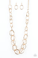 Paparazzi Elegantly Ensnared - Gold Necklace and Matching Earrings