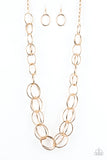 Paparazzi Elegantly Ensnared - Gold Necklace and Matching Earrings