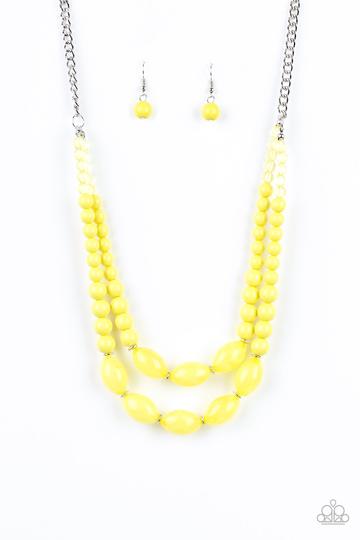 Paparazzi Sundae Shoppe - Yellow Beads - Silver Necklace and matching Earrings