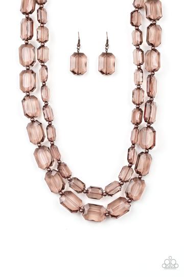Paparazzi Ice Bank - Copper Acrylic - Necklace and matching Earrings