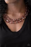 Paparazzi Ice Bank - Copper Acrylic - Necklace and matching Earrings