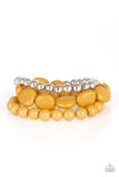 Paparazzi Color Venture - Yellow - Silver Beads - Set of 3 Bracelets