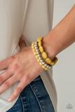 Paparazzi Color Venture - Yellow - Silver Beads - Set of 3 Bracelets