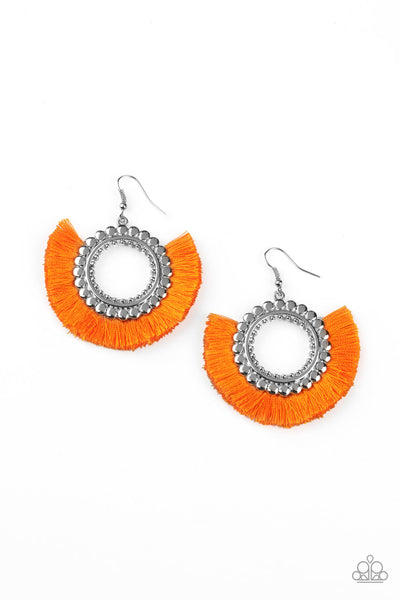 Paparazzi Fringe Fanatic - Orange Earring - The Jewelry Box Collection 