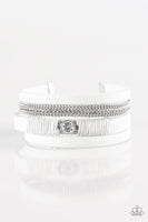 Paparazzi Catwalk Craze - White - Silver Chain / White Rhinestone Bracelet - The Jewelry Box Collection 