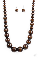 Paparazzi Effortlessly Everglades Brown Wood Necklace - The Jewelry Box Collection 