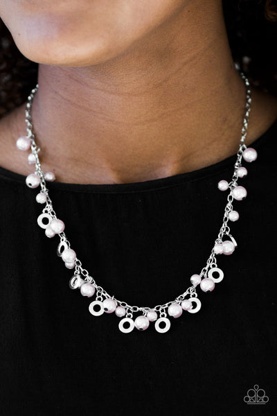 Paparazzi Elegant Ensemble Pearl Silver Chain Necklace & Earrings