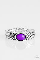 Paparazzi Zebra Zen - Purple Bead - Silver - Dainty Band Ring