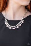 Paparazzi Power Trip - Pink Pearls - Silver Chain Necklace and matching Earrings