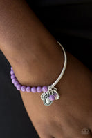 Paparazzi Ever Everest - Purple Stone - Silver Charms Stretchy Bracelet