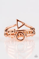 Paparazzi Better Shape Up - Copper - Triangle, Circle and Rectangle Frame - Ring - The Jewelry Box Collection 