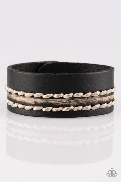 Paparazzi Beach Boy - Black Leather - Snap Bracelet - The Jewelry Box Collection 