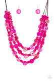 Paparazzi Barbados Bopper - Pink Wood Necklace