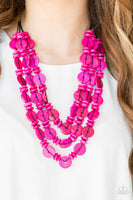 Paparazzi Barbados Bopper - Pink Wood Necklace