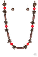 Paparazzi Cozumel Coast - Red Wood Necklace