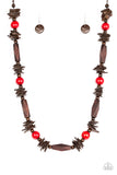 Paparazzi Cozumel Coast - Red Wood Necklace