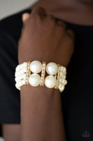 Paparazzi Romance Remix - Gold Pearl Bracelet - The Jewelry Box Collection 
