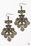 Paparazzi Unexplored Lands - Brass - Tribal Inspired - Coin Discs - Earrings