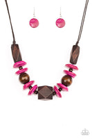 Paparazzi Pacific Paradise pink wood Necklace - The Jewelry Box Collection 