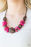 Paparazzi Pacific Paradise pink wood Necklace - The Jewelry Box Collection 