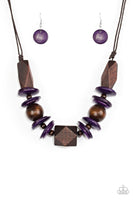 Paparazzi Pacific Paradise Purple wood Necklace - The Jewelry Box Collection 