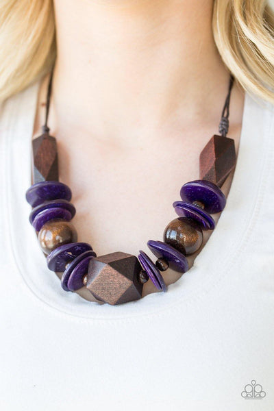 Paparazzi Pacific Paradise Purple wood Necklace - The Jewelry Box Collection 