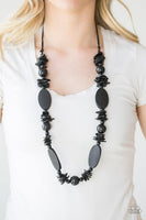 Paparazzi Carefree Cococay - Black Wood Necklace - The Jewelry Box Collection 