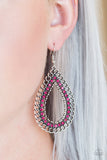 Paparazzi Mechanical Marvel Pink Rhinestones Earrings