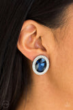 Paparazzi Only FAME In Town - Blue Clip on Earring - The Jewelry Box Collection 