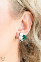 Paparazzi Highly High-Class - Green Clip-on Earring - The Jewelry Box Collection 