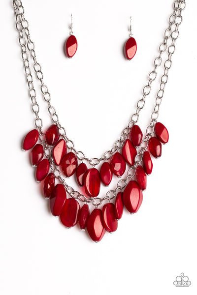 Paparazzi Royal Retreat Red - Wine Faceted Beads - Necklace & Earrings