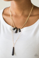 Paparazzi Basic Groundwork - Black Stones - Gold Necklace and matching Earrings - The Jewelry Box Collection 